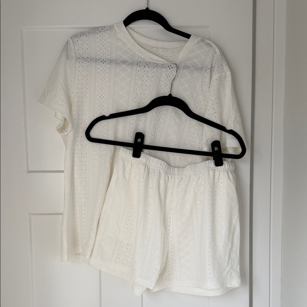 Women's White Eyelet Pajama Set